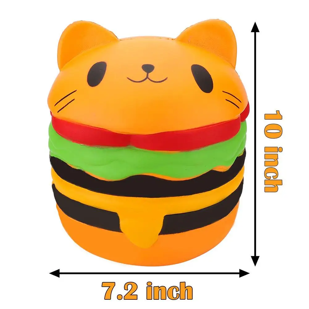 10 Inch Cute Cat Head Hamburger Squishy Slow Rising Squeeze Toy Collection Gift | Игрушки и хобби