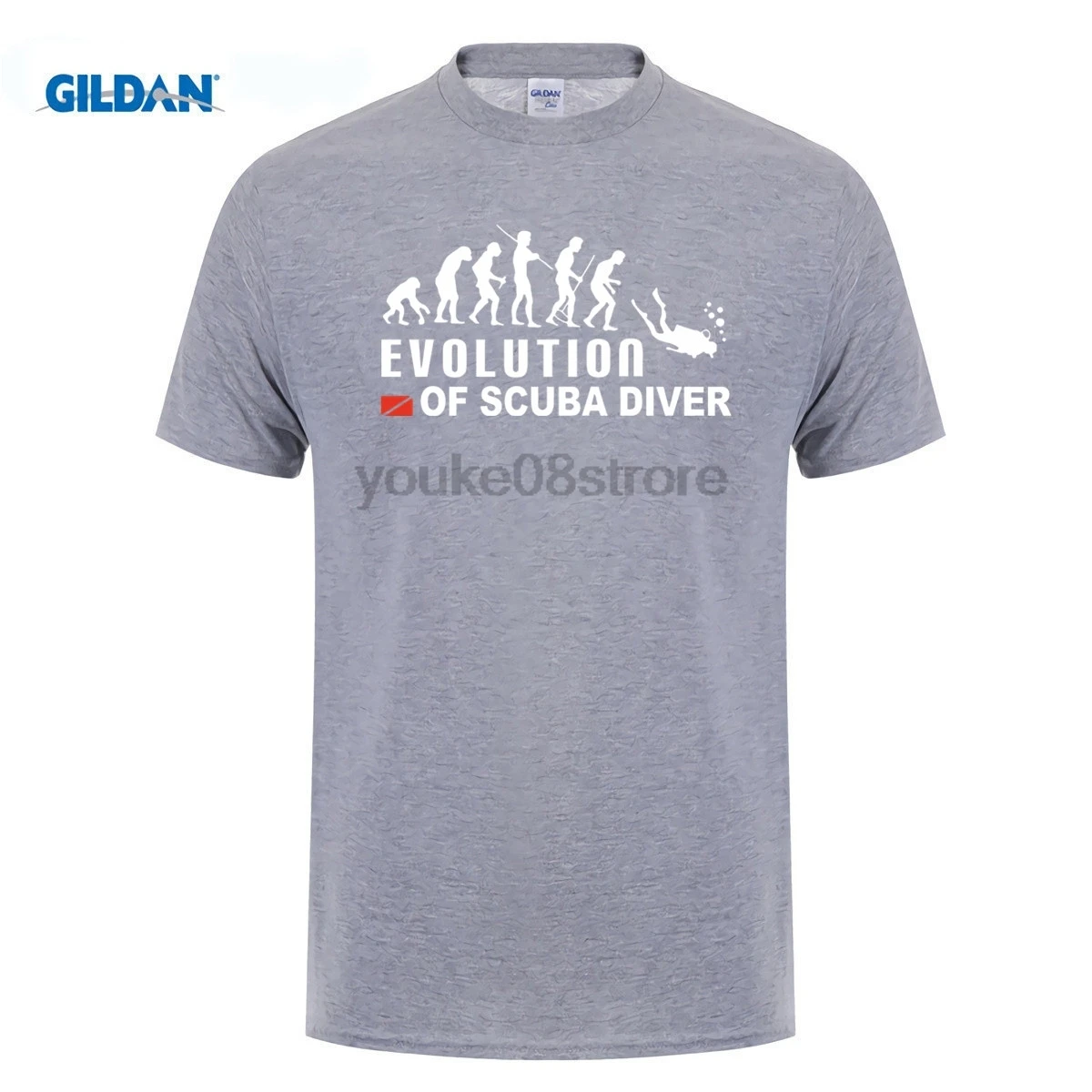 GILDAN Evolution of Scuba Diver Dive Down Flag Funny black футболка мужская летняя хлопковая футболки |