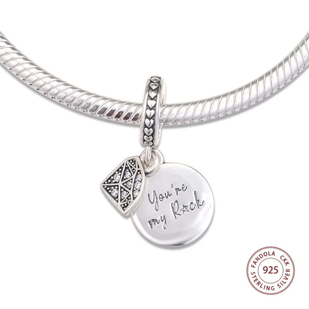 Подлинное 925 пробы серебро My Rock Серьги Подвески бусины для браслетов Pandora