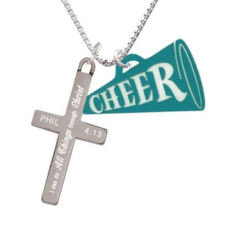 Акрил 1 25 "Бирюзовый Cheer с рупором я могу сделать все вещи крест