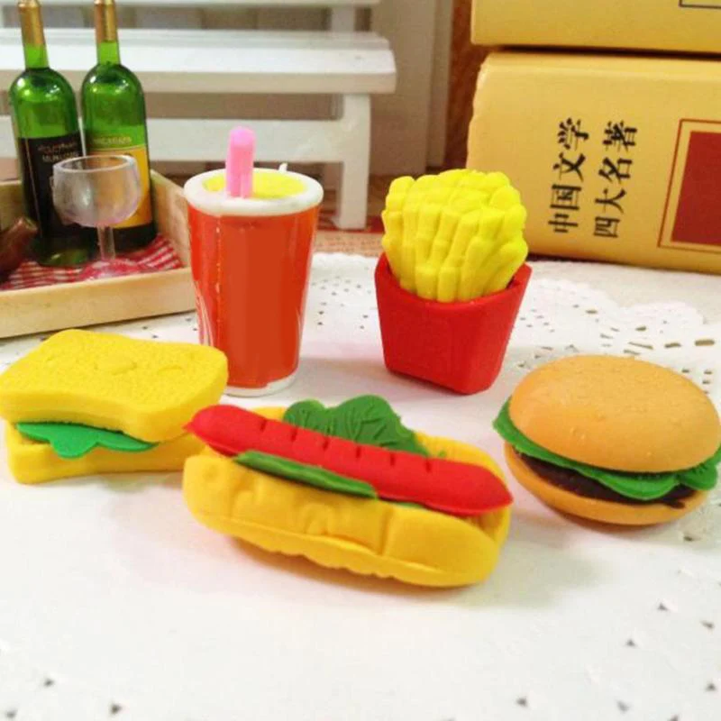 Новый 3D Мини искусственная еда гамбургер Кола картофель фри дети игрушка ластик