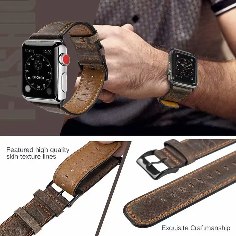Ремешок из натуральной кожи для Apple Watch Series 4 40 мм 44 iWatch 42 38 3 2 1|Ремешки часов| |