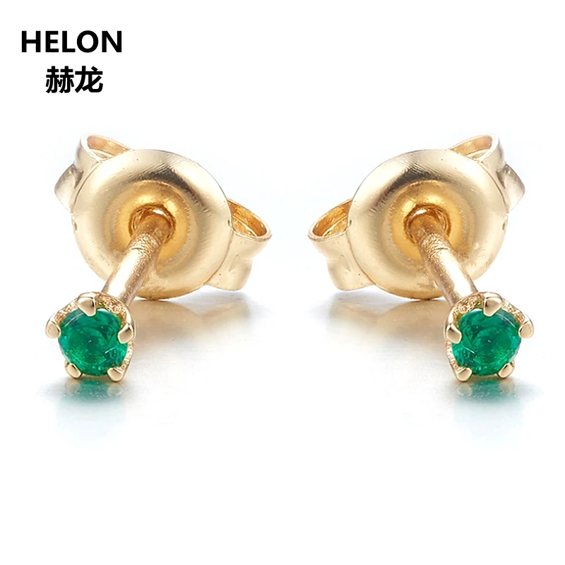 

Solid 14k Yellow Gold Natural Blue Sapphires Red Ruby Emerald Stud Earrings Women Earrings Fine Jewelry 2mm Round