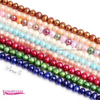 high quality 6 7mm multicolor natural freshwater pearl oval shape diy gems loose beads strand 15 jewelry making wj413
