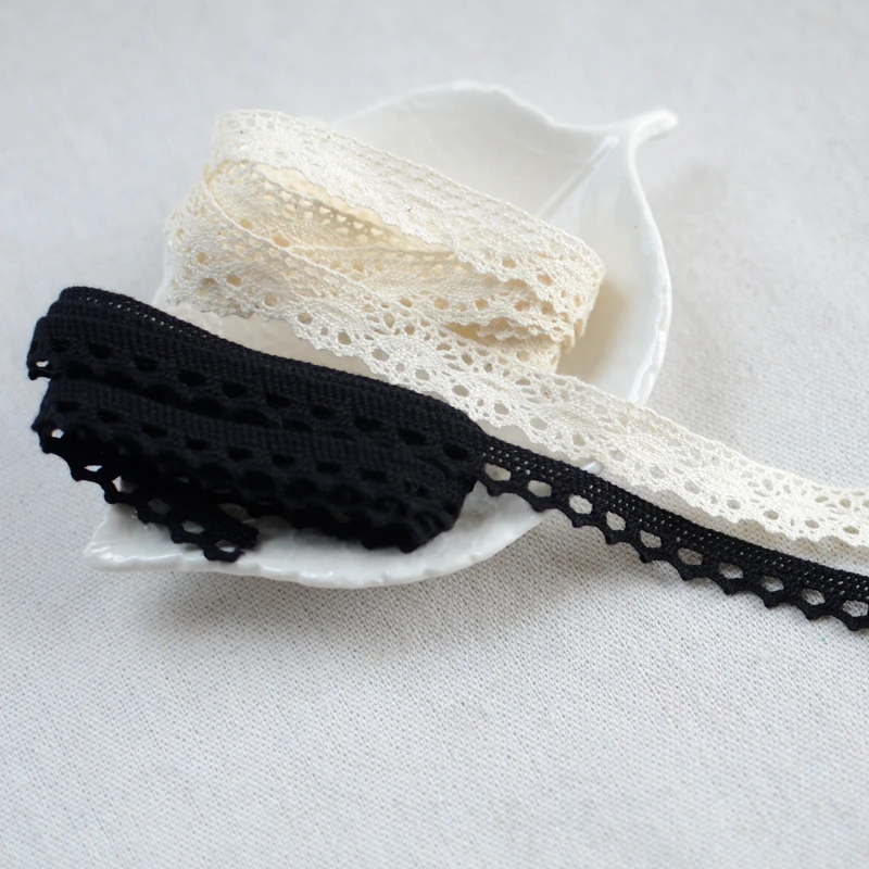 

Beige black cotton thread lace Trim fabric lace trimming Ribbon DIY clothes tablecloth curtain home fabric sewing materials