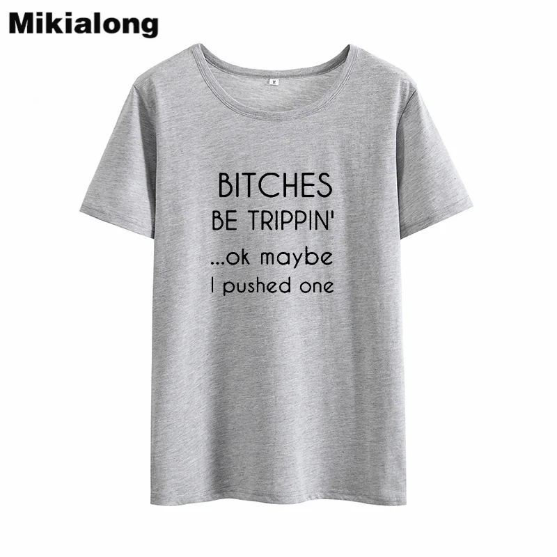 Футболка Mikialong Женская хлопковая Базовая рубашка с рисунком битши Be Trippin Harajuku топ