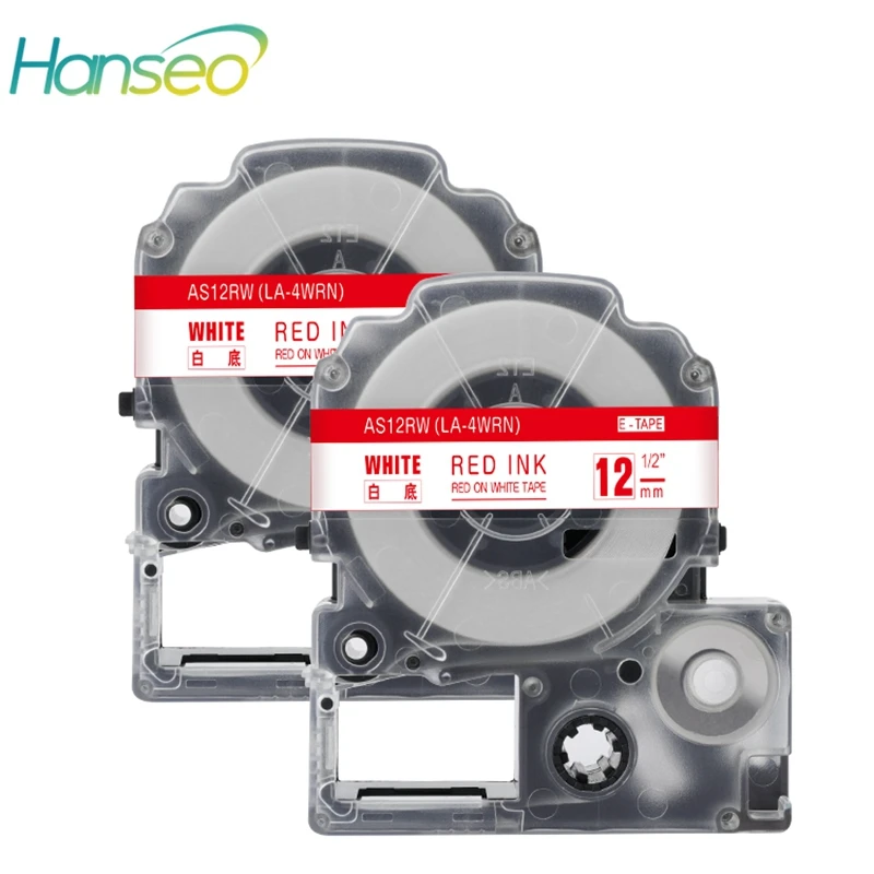 Hanseo 2 шт. SS12RW совместим с Epson LabelWorks лента для принтера этикеток LC 4WRN Красное на белом 12 мм х 8 м принтер
