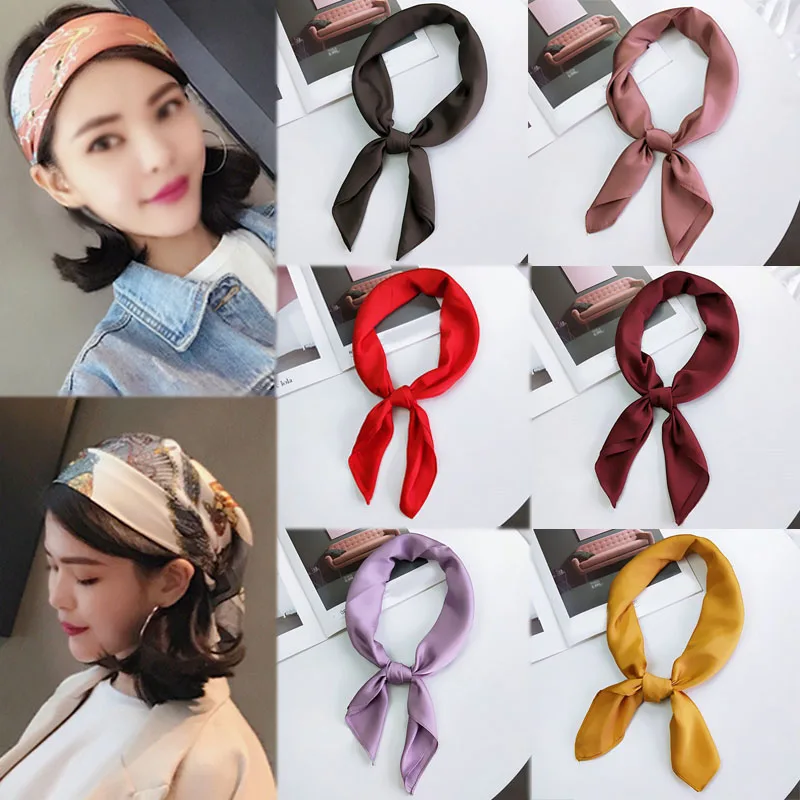 

16 Colors Imitated Silk Fabric Bag Accessories Shawls 1PC Warm Profession Or Work Soft Comfortable Solid Color 70*70cm