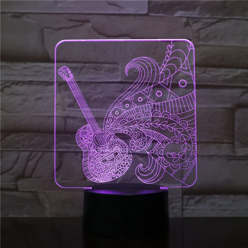 Цветная сенсорная 3d-лампа для гитары иллюзия светодиодный ночник USB атмосферная