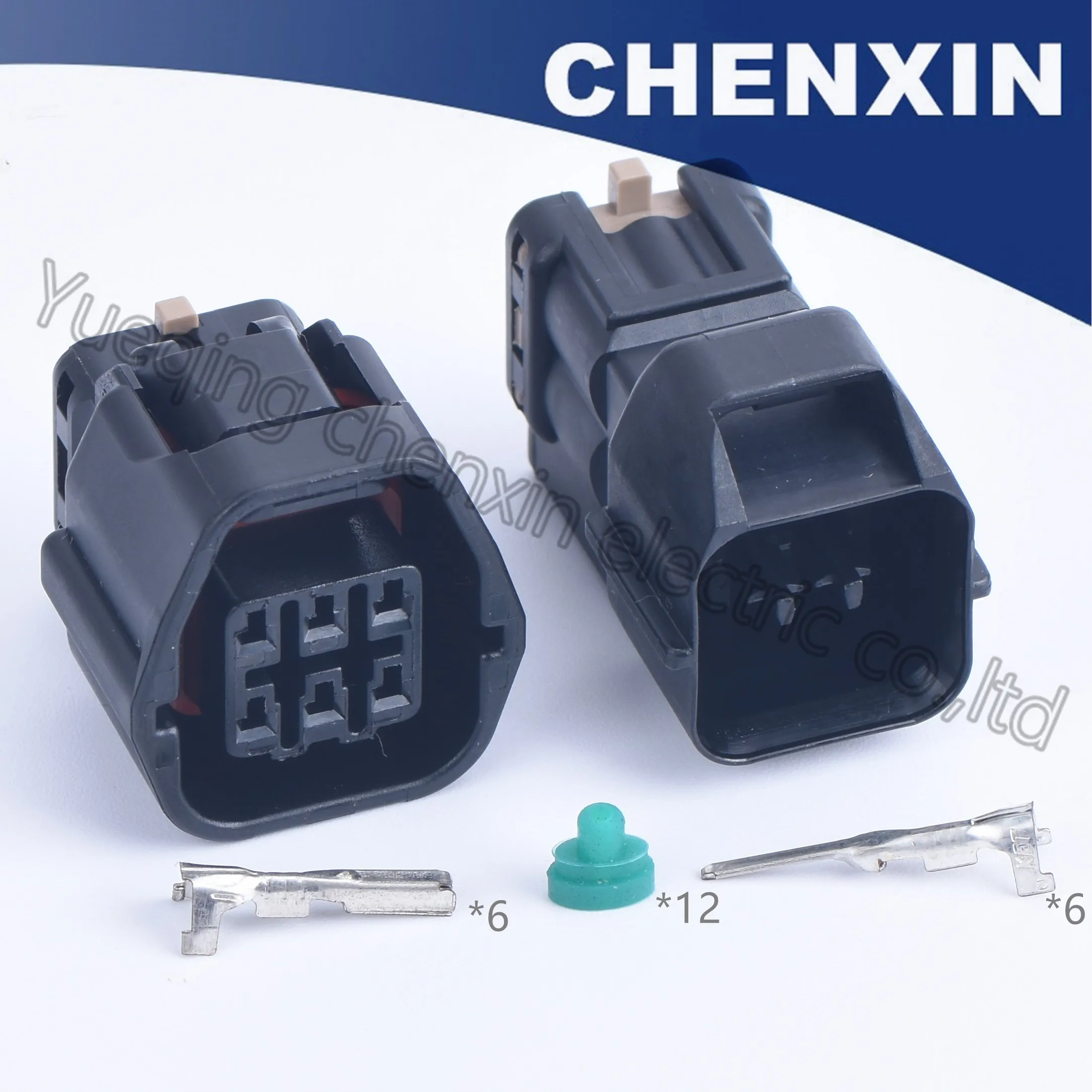 Черный 6 Pin Авто герметичный водонепроницаемый штекер и гнездо 7283-8760-30 (1 2)