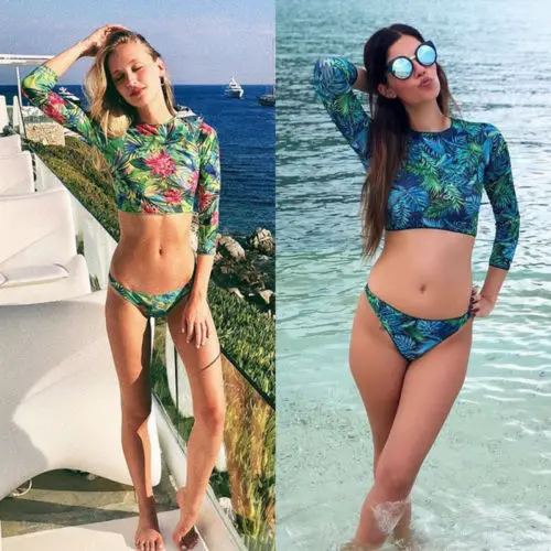 ITFABS Bikini 2019 Solid Swimwear Women Sexy Bandeau Long Sleeve Swimsuit Brazilian Biquini | Спорт и развлечения