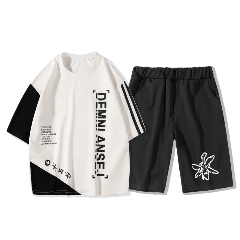 Мужской спортивный костюм с буквенным принтом мужская футболка + шорты летний