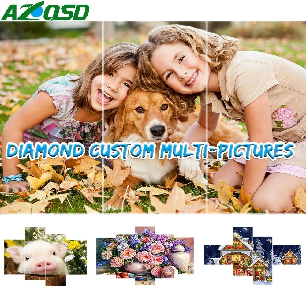 AZQSD Алмазная картина на заказ фото мульти комбинация полная дрель