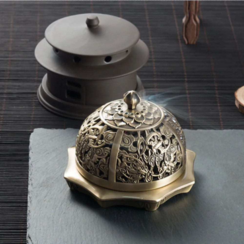 Ретро Античная имитация меди ремесло ладана катушки горелки держатель