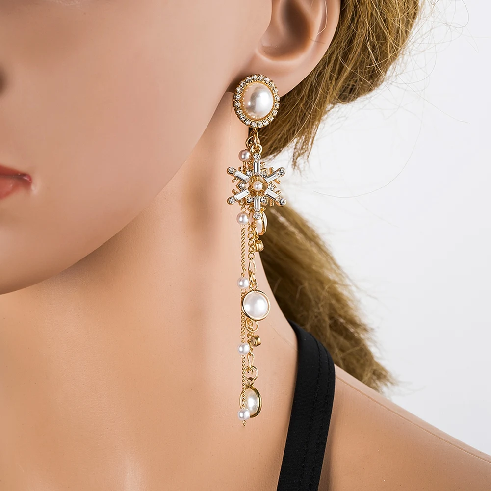 Модные для женщин девушка снег жемчуг кисточкой украшение серьги ювелирные