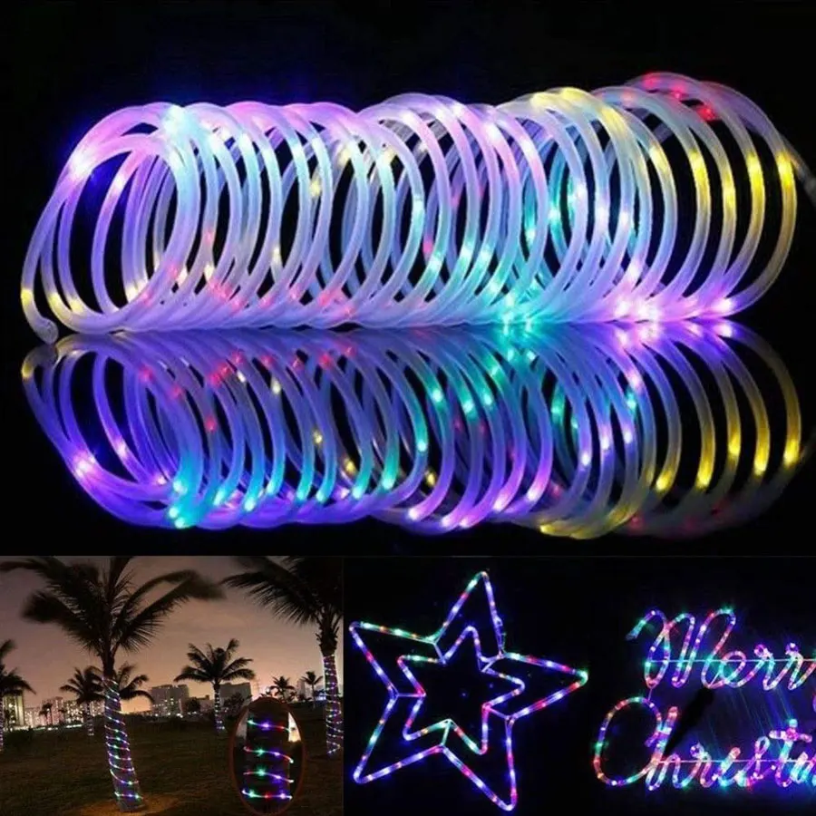 50/100 LED ПВХ веревка трубка медная проволока Солнечная гирлянда декоративные