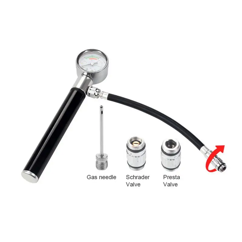 

Mountain Bicycle Pump Portable Inflator Mini Riding Pressure Gauge Monitor Aluminum Manual Pump
