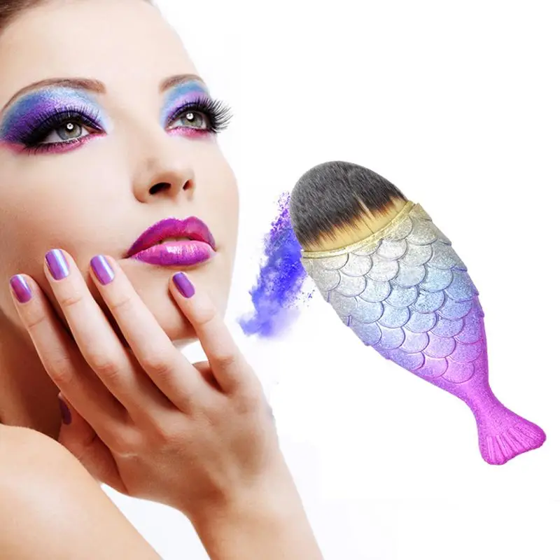 Mermaid Makeup Brushes Fish Tail Powder Foundation Contour Cosmetics Brush | Красота и здоровье