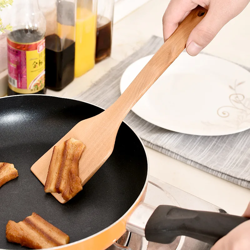 A Pair Of Home kitchen cooking wood shovel non-stick special long handle large paint-free spatula | Дом и сад