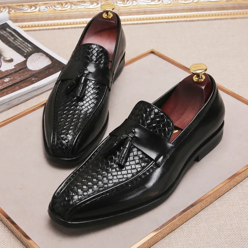 Новые Рекомендуемые тканые оксфорды мужские лоферы из натуральной кожи с