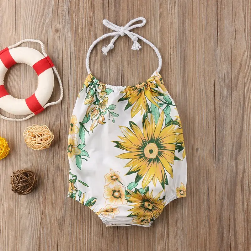 0-24M Sunflowers Toddler Baby Kids Girls Swimwear Infant Cotton Hater Summer One-Piece Suits 2018 | Спорт и развлечения
