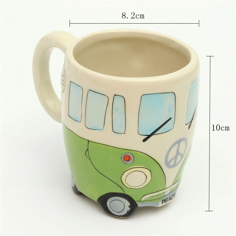 400ml Creative Hand Painting Double Bus Mugs Retro Ceramic Cup Coffee Milk Tea Mug Drinkware Novetly Gifts | Дом и сад