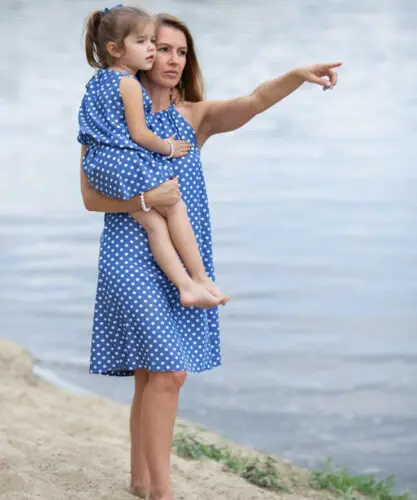 Модные платья для мамы и дочки Одинаковые комплекты семьи Повседневная одежда