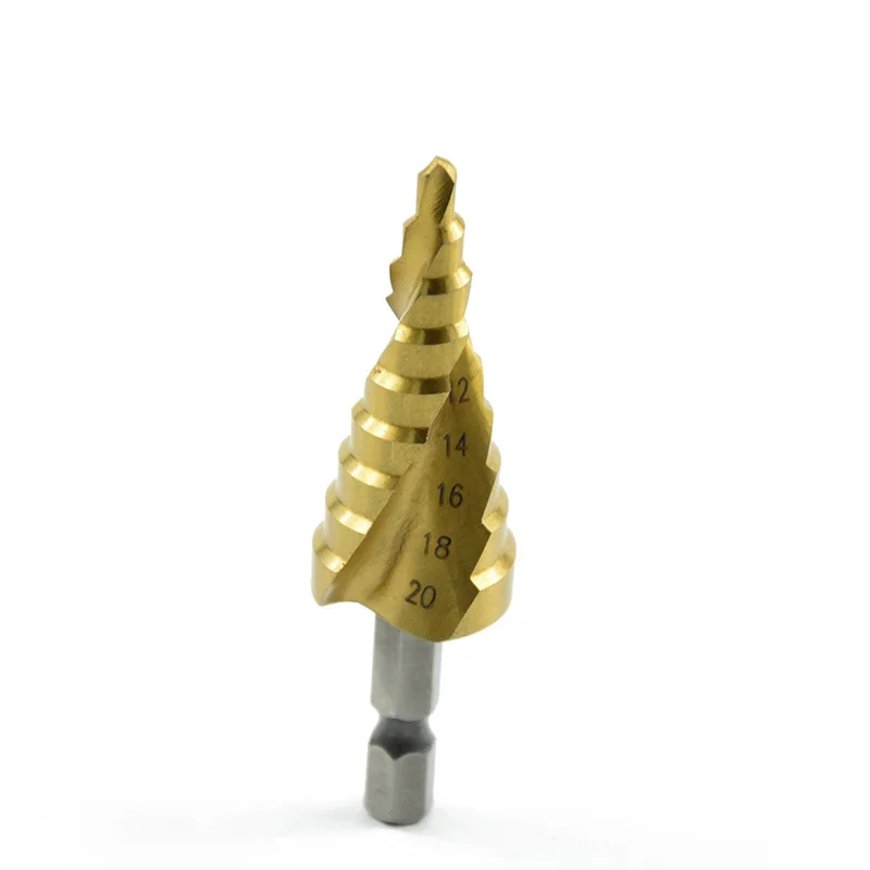 3Pcs 1/4" Shank HSS Spiral Grooved Center Drill Bit Pagoda Shape Hole Cutter 4-12/20/32mm Carbide Titanium Step Cone | Инструменты