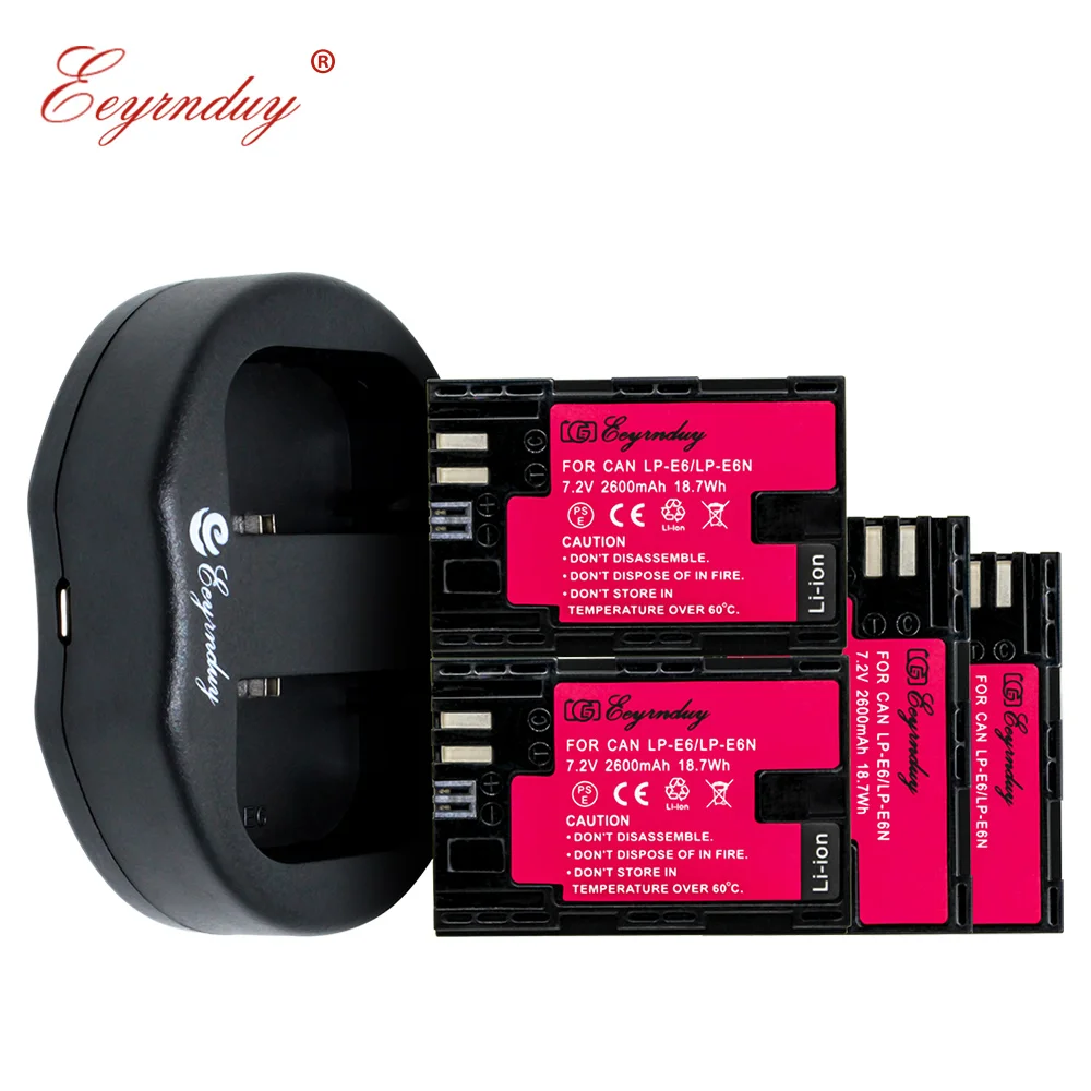LP-E6/LP-E6N аккумулятор (4 комплекта) и USB двойное зарядное устройство для Canon EOS 5D2 5D3 6D