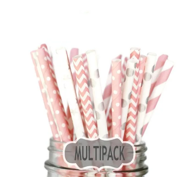 25pcs/lot Paper Straws For Kids Birthday Wedding Decoration Event Party Christmas Supplies Creative Mixed Colors Free Shipping | Дом и сад