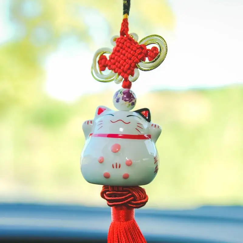 Car Pendant Cute Lucky Cat Safe Driving Blessing Hanging Ornament Auto Rearview Mirror Decoration | Автомобили и мотоциклы