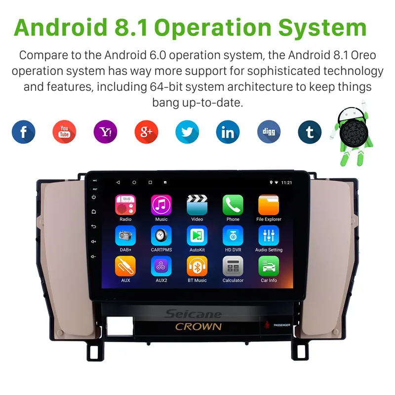 Seicane Car GPS Navigation AutoStereo For 2010-2014 Toyota old crown 9 Inch Android 8.1 Unit Player | Автомобили и мотоциклы