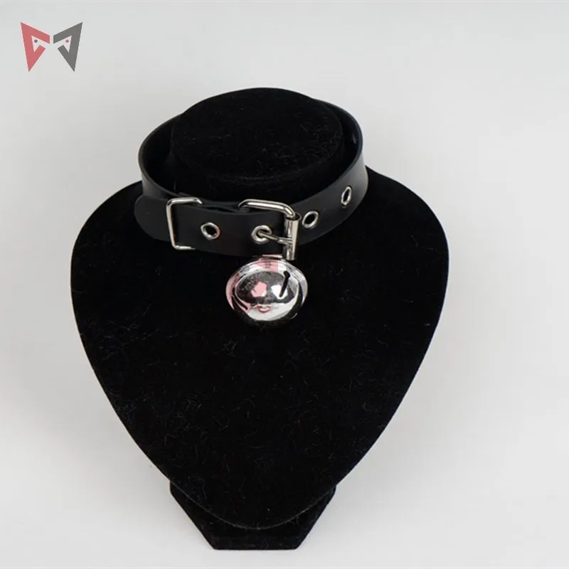 MMGG Cosplay Gothic Maid Harajuku Handmade white black red leather chain Bell Cat Meow Retro Punk Collar Choker Necklace | Украшения и