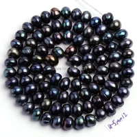 high quality 5 6mm black natural freshwater pearl rondelle shape diy gems loose beads strand15 jewelry making w848