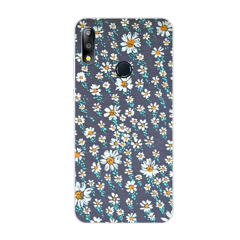 for asus zenfone max Pro m2 zb631kl pro Case Silicon White Floral Painting Soft TPU Back Cover Bags shell |
