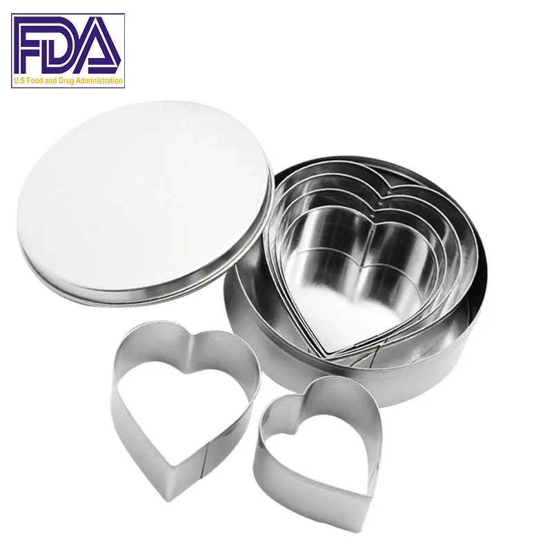 

6 sets Heart style cookie mold stainless steel baking tool cookie cutting mould
