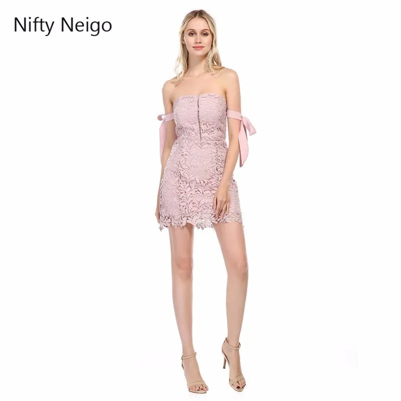 Nifty Neigo женское кружевное платье с вырезом лодочкой и шнуровкой мини-платье