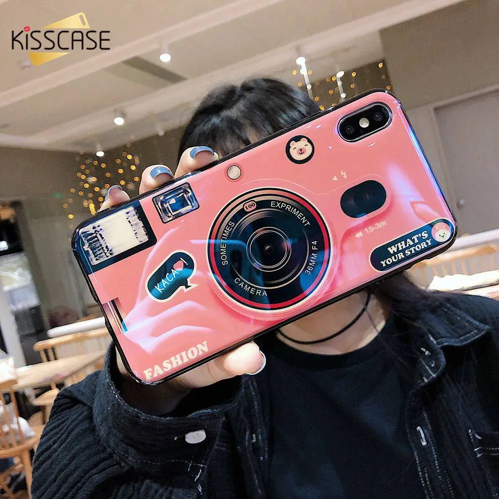 KISSCASE Flash Камера задняя крышка чехол для iPhone X XR XS Max 6 S 7 8 плюс мягкая TPU Коке |