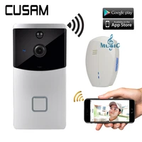 cusam wireless intercom video doorbell wifi smart 720p hd camera door phone bell two way audio night vision motion sensor
