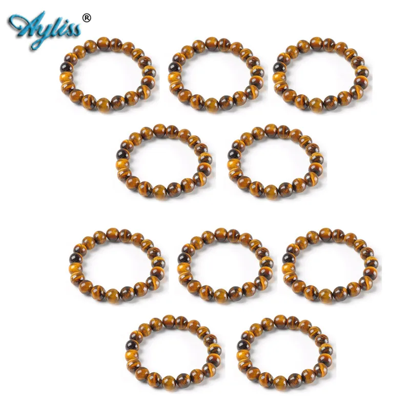 

Ayliss Bulk Price 5pcs/10pcs Mens Womens Natural Gem Stone Round Beads Healing Crystals Reiki Chakra Balancing Stretch Bracelets