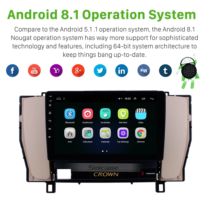 Автомагнитола Seicane мультимедийный проигрыватель на Android 9 дюймов GPS для Toyota old crown