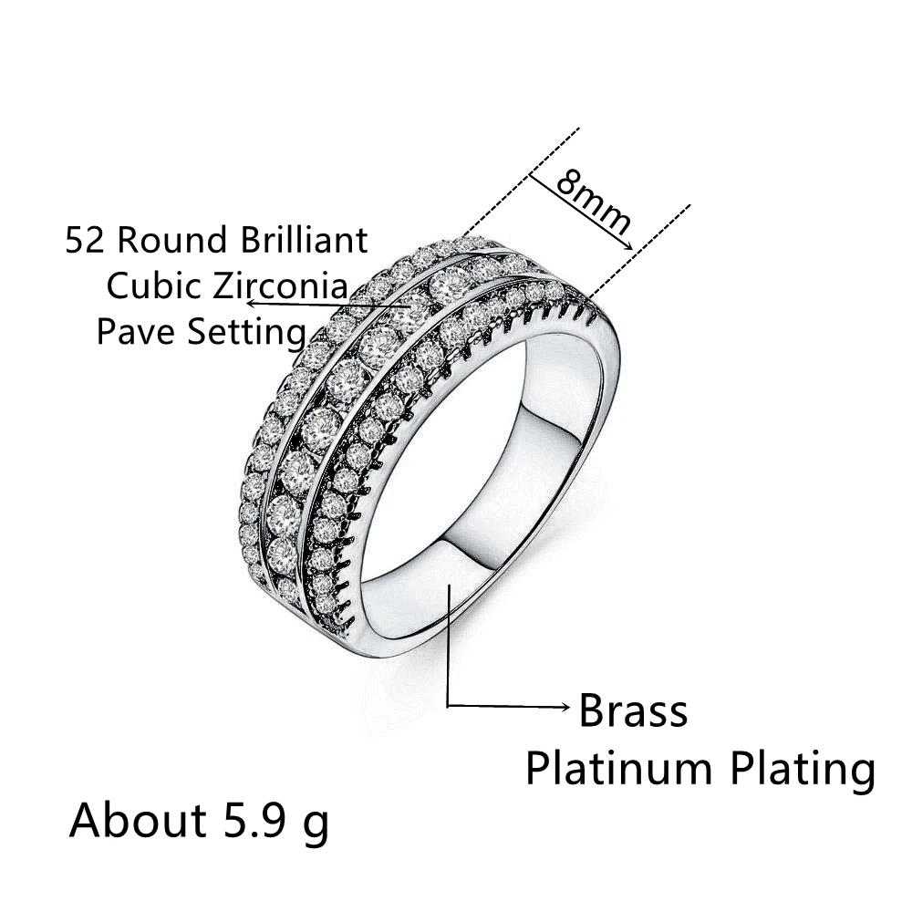 

Huitan High Quality Wedding Band Ring with Round Brilliant Cubic Zirconia Prong Setting Fashion Couple Rings Wholesale Jewelry