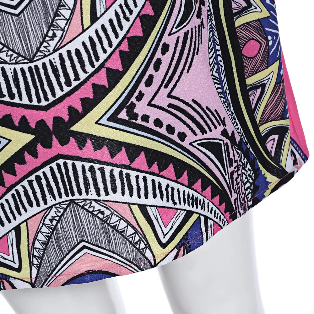 ZAFUL винтажный геометрический принт Bodycon Мини Короткое платье для женщин без