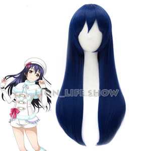LoveLive Sonoda Umi Love Live Длинные прямые парик для косплея синий фиолетового цвета термостойкие синтетические волосы Perucas парики для косплея