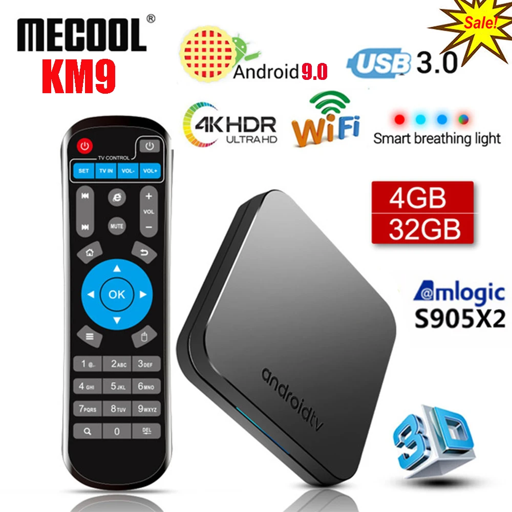 MECOOL KM9 4G 32G Android 9 0 Smart tv Box Amlogic S905X2 DDR4 USB3.0 4K телеприставка 2 4G/5G Dual wifi Bluetooth 4