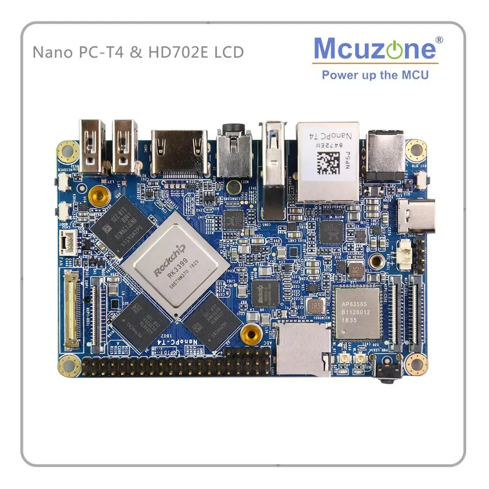 FriendlyELE NanoPC-T4 HD702E Rockchip RK3399 Cortex-A72 Cortex-A53 VR AI OpenCV TensorFlow MIPIDual band wifi M.2PC EC20 4G EMMC |