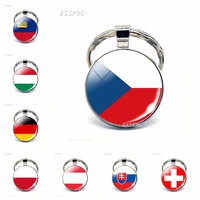central europe countries flag keychain germany poland hungary switzerland austria flag glass cabochon pendant metal key chain