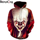 Толстовки с 3D принтом, мужская и женская одежда на Хэллоуин, креативный клоун, 3d принт, толстовка на молнии, индивидуальная толстовка с капюшоном