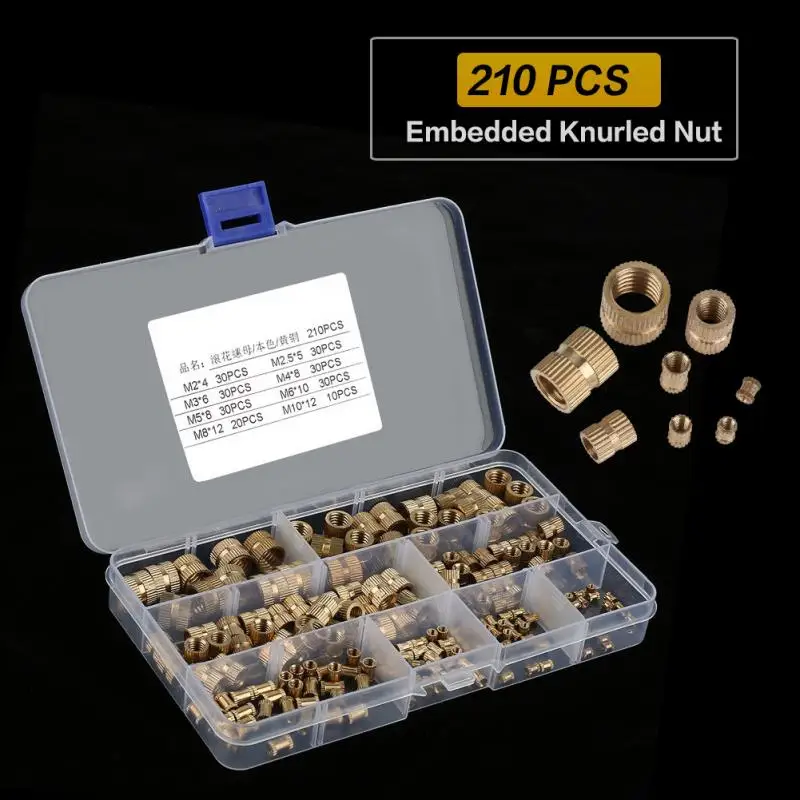210 шт./кор. латунная цилиндрическая накатанная резьба круглая вставка медная