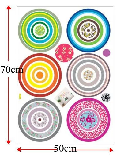 60*90CM Hot Selling Colorful Circles DIY 3D Removable PVC Wall Sticker/Art Home Decoration Adhesive Sticker | Дом и сад